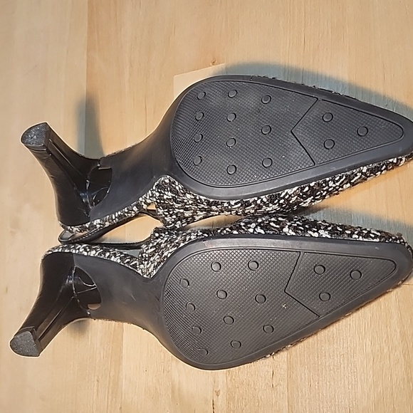 Life Stride "Adorn" Black/Brown/White Boulce Fabric Sling-back Heels, Size 8.5M - Picture 7 of 9